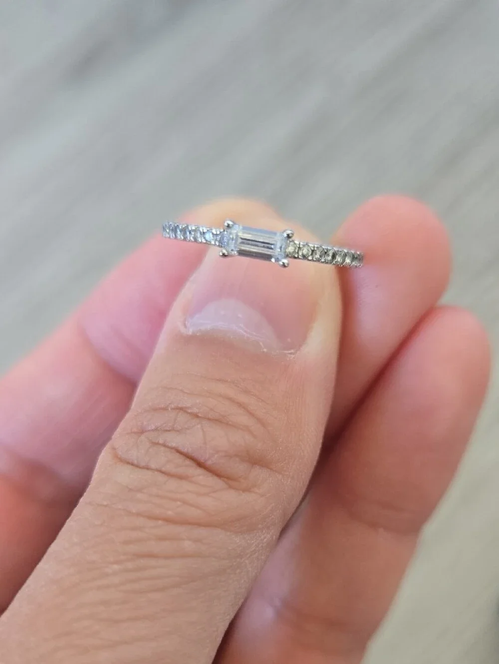 Sterling Silver Clear Stone Solitaire Ring - Elegant Women's Jewelry